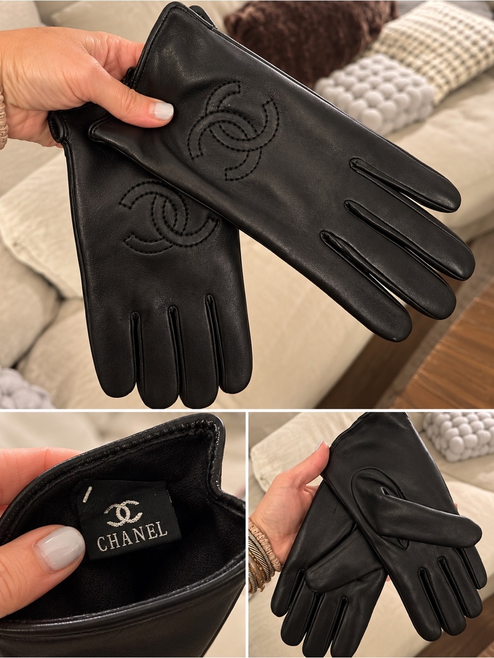 Unlisted Black Quilted Logo Leather Gloves - Classic Style
